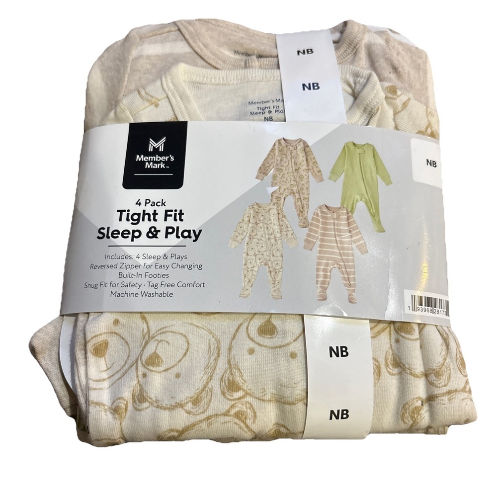 NWT Baby MEMBERS‎ MARK 4 Pack Tight Fit Sleep & Play NB